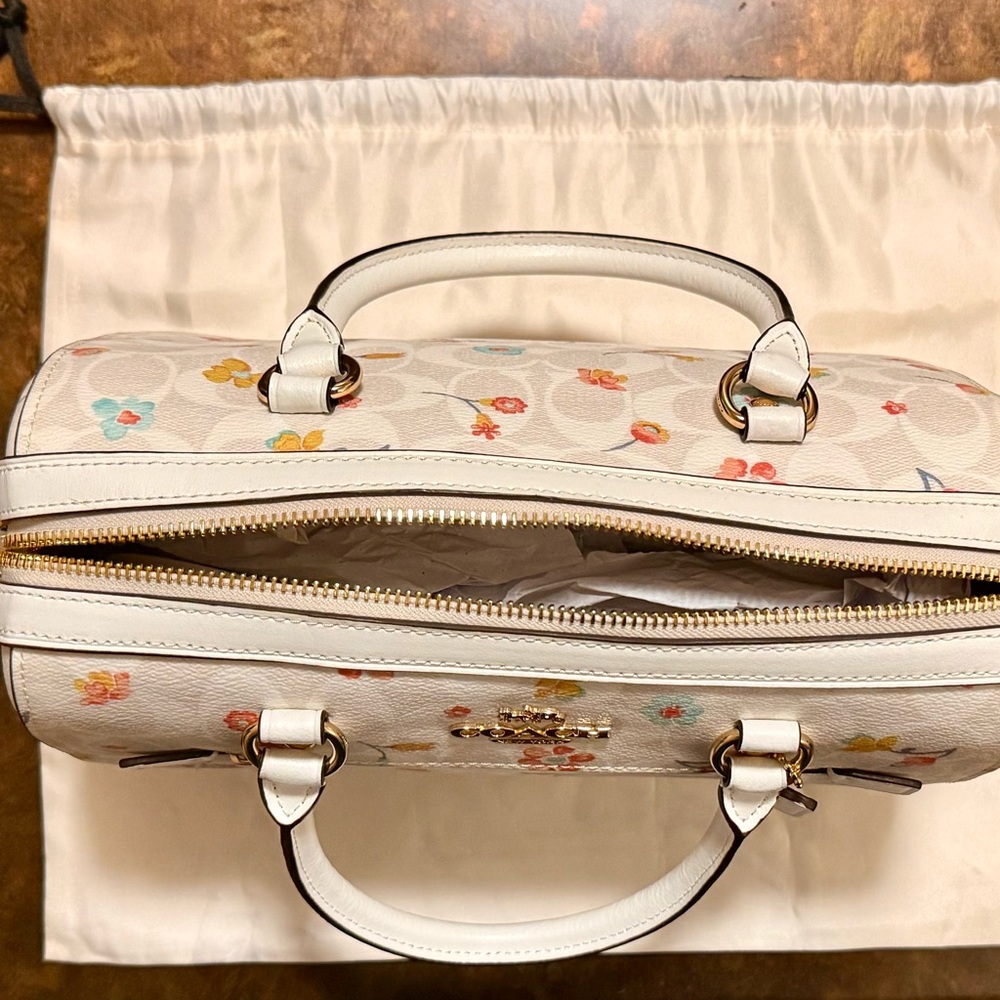 Coach White Satchel with Floral Accents - Picture 5 of 5
